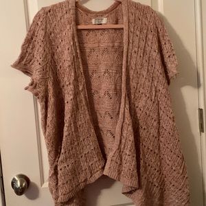 Sonoma cotton short-sleeve tapered cardigan cream & pale pink size 2x